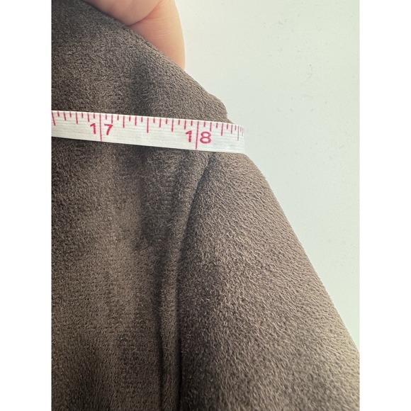 Vintage Penny Lane 1X Brown Coat Faux Suede Fur Trim Hooded Mid-Length Cozy Warm - Picture 10 of 10